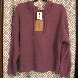 Listicle Prince Shearling Hooded Sweater Muave